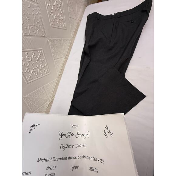 Michael Brandon Men's Dress Pants 36 x 32 deep pockets gray Flaw - Picture 12 of 13